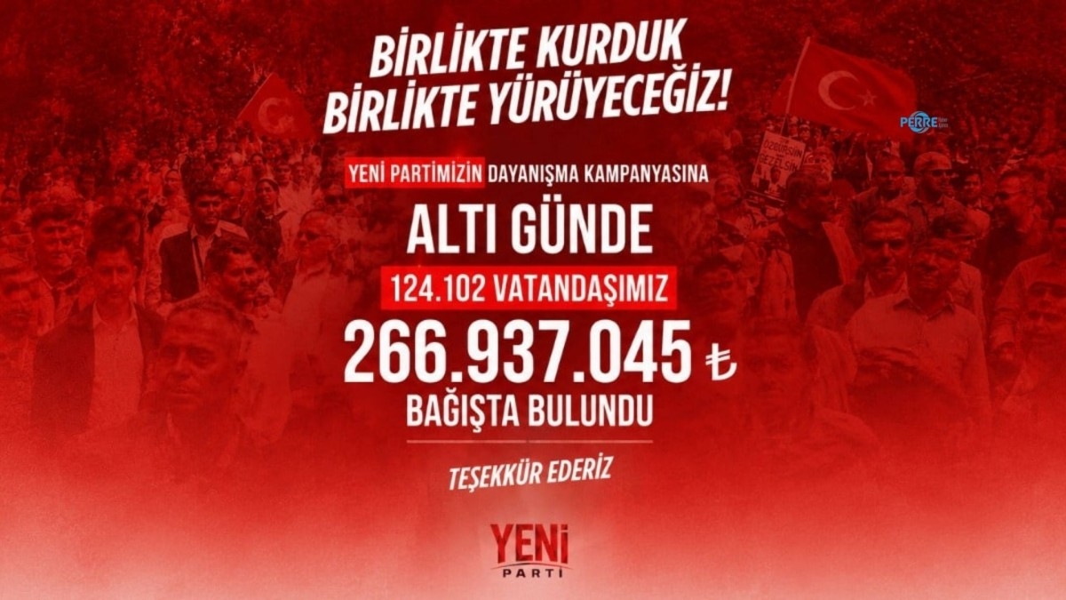 YENİ Parti'ye 6 günde 266,9 milyon TL bağış