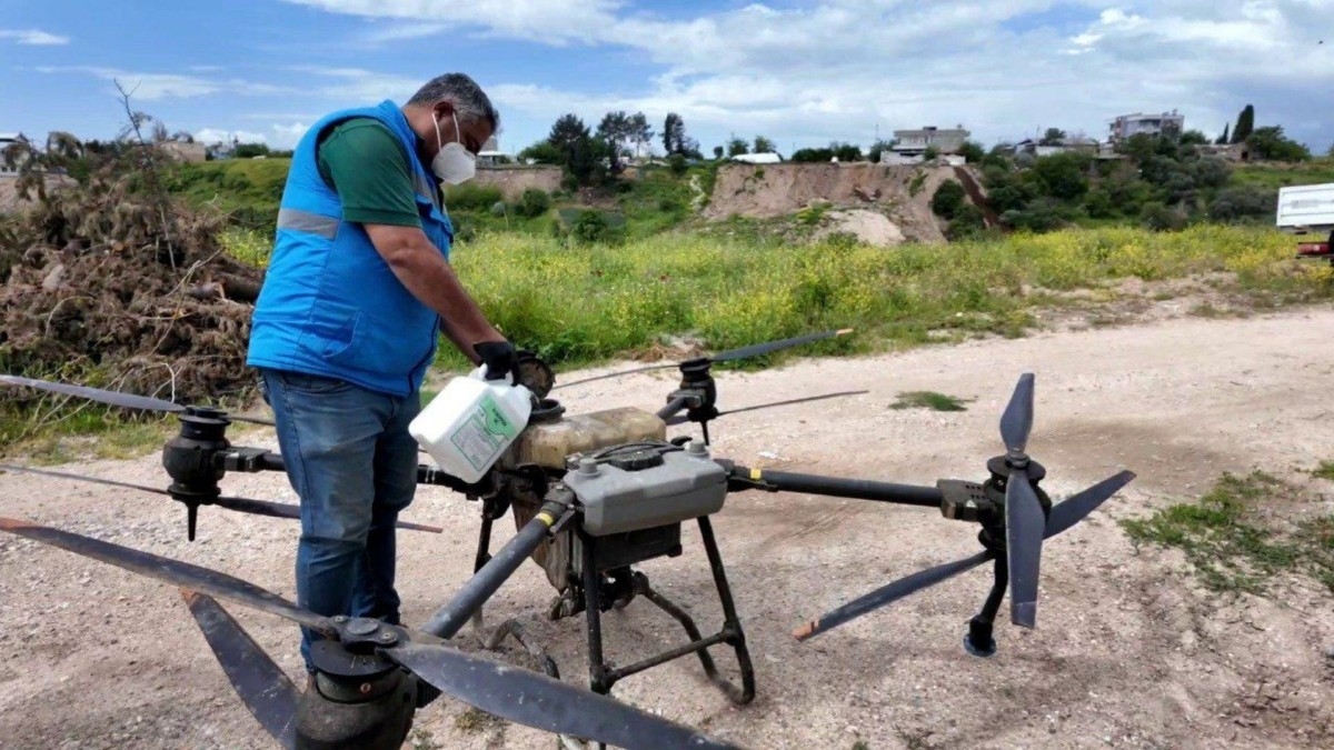 Adıyaman Belediyesi ilaçlama çalışmalarında drone kullanımına başladı  - Videolu Haber